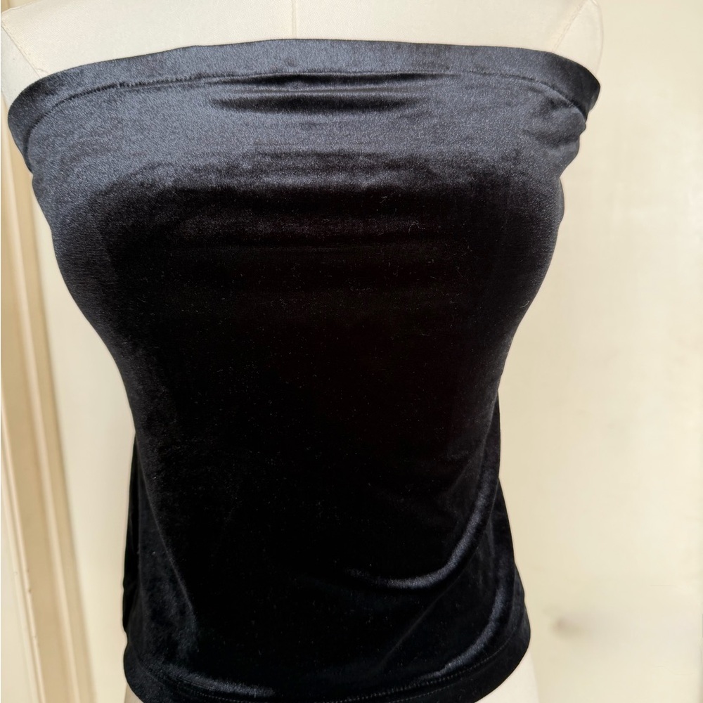 Reitmans Black Velour Strapless Tube Top Medium Stretch Bandeau